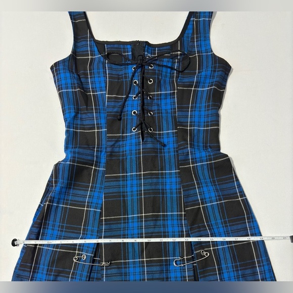 Lip Service Punk & Disorderly Blue Plaid Mini Dress Safety Pin S vintage y2k - Picture 8 of 14